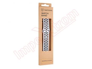 Correa deportiva de silicona blanca y negra para modelos Apple Watch de 42/44/45 mm